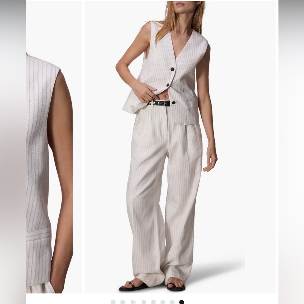 Rag & Bone Erin Stripe Cotton & Linen Vest size small